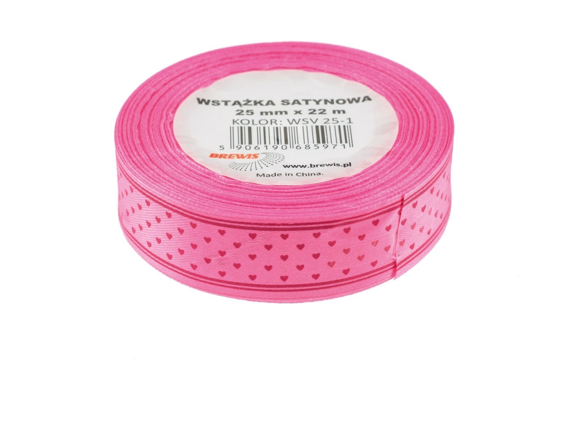 Wstążka satynowa serca 25mmx22m WSV25-1 Brewis